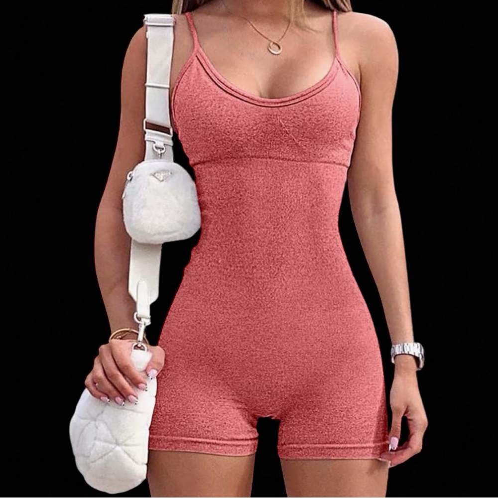 NWT Women's Yoga One Piece Spaghetti Strap Tummy Control Sports JumpSuit - S